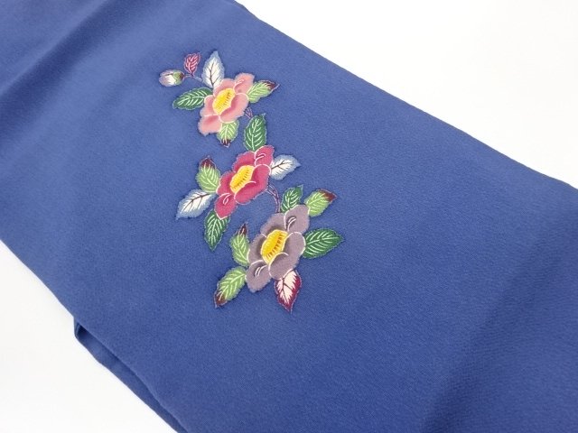JAPANESE NAGOYA OBI / CHIRIMEN / KATAZOME / CAMELLIA